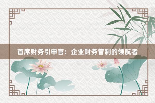 首席财务引申官：企业财务管制的领航者